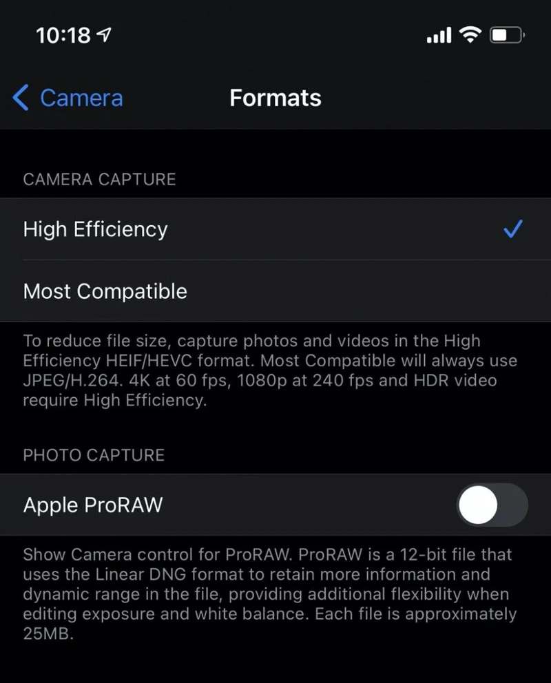 ProRAW ios 14.3