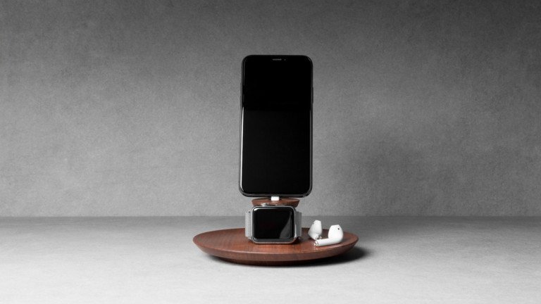 Yohann iPhone and Apple Watch Charging Stand with devices
